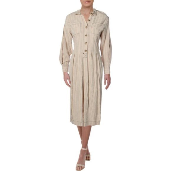 NWT Free People Belted Button Down Collared Maxi - Picture 4 of 10